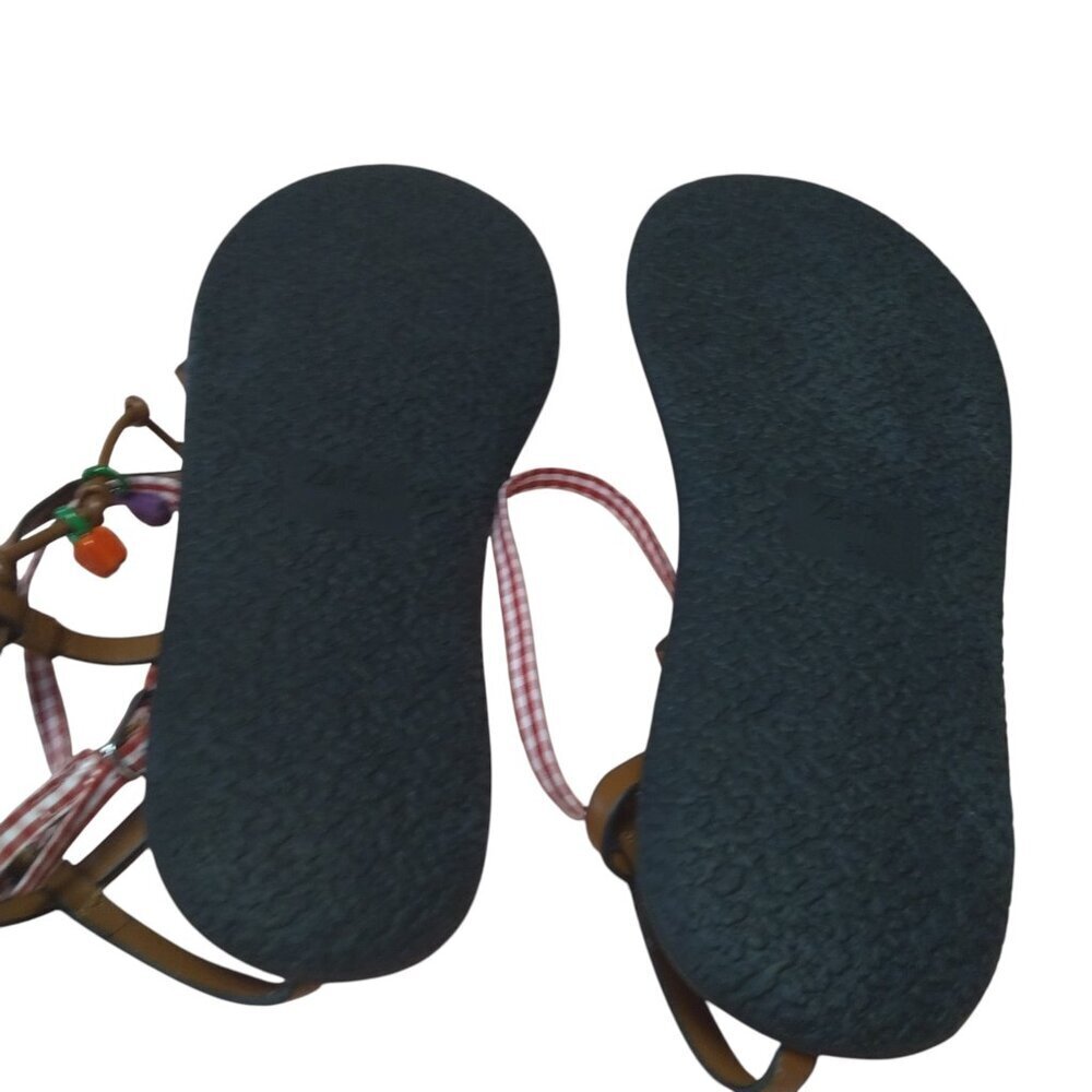 Zara Women’s Size 39 Brown Flat Thong Sandals Strappy Charms Boho Travel Hippie - Picture 8 of 8